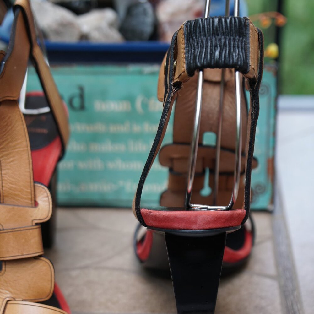 DIANE von FURSTENBERG LEATHER HEEL SANDAL 7.5M - Picture 5 of 16